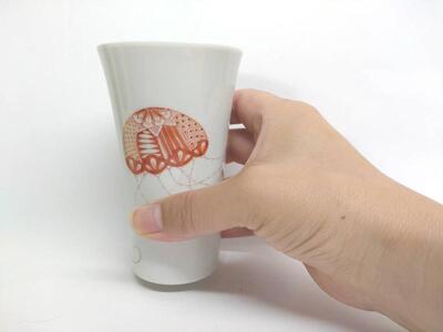 （クラゲ）フリーカップ 赤絵 九谷焼