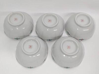 小鉢揃え 赤絵水引紋 九谷焼