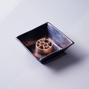 花をみずみずしく長持ち!銅合金製 針のない剣山と金属釉 水盤のセット(Voronoi Sサイズ)