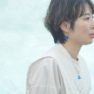 【Soukore】ガラスアクセサリー・ブルー・イヤリング(ゴールド)【1626461】