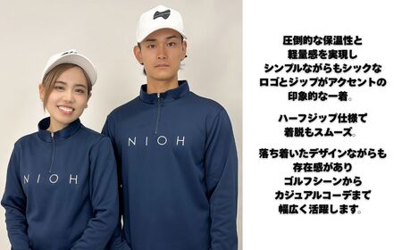 メンズ エアライトログジップロングスリーブモックネックシャツ