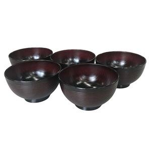 山中塗 レンジ欅千筋杢目汁椀 曙 5個セット お椀 椀 セット 5客 家庭用電子レンジ対応 食器洗い乾燥機対応 伝統工芸 工芸品 日本製 F6P-0056