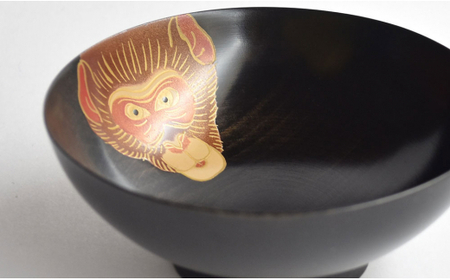 山中漆器 干支 蒔絵盃 干支盃 申 黒摺 さる 酒器 盃 蒔絵 漆器 父の日