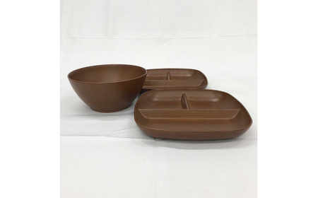 山中塗 サラダボール&角仕切プレートセット 食器 セット 木製風 サラダボール プレート 家庭用電子レンジ対応 食器洗い乾燥機対応 伝統工芸 工芸品 日本製 F6P-0469