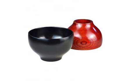 山中漆器　丸椀　茜・神代ペア F6P-2359