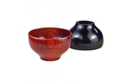 山中漆器　丸椀　茜・神代ペア F6P-2359