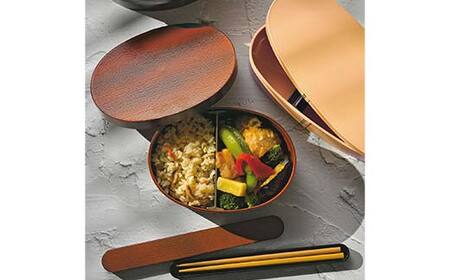電子レンジ・食洗機対応 曲げわっぱ弁当セット（ライトブラウン） 箸箱 抗菌巾着 贈り物 ギフト 伝統工芸 工芸品 おしゃれ 山中塗 石川 加賀 F6P-2917
