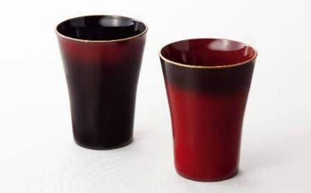 山中塗 ペアカップ 漆器 セット 黒 朱 F6P-2437
