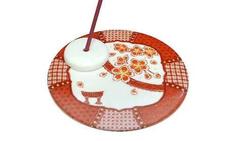 九谷焼 お香立て＆プレートセット 丸型　-四季-　春の麗（うらら）お香立て プレート 九谷焼 ふるさと納税 加賀市 F6P-2547