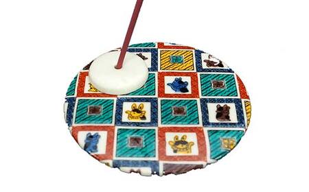 九谷焼 お香立て＆プレートセット 丸型　-麗和柄-　石畳 お香立て プレート 図柄が選べる 九谷焼 ふるさと納税 加賀市 F6P-2540