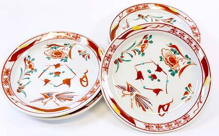 九谷焼 皿揃 赤呉須 5枚組 食器 お皿 日本製 ギフト プレゼント F6P-2849