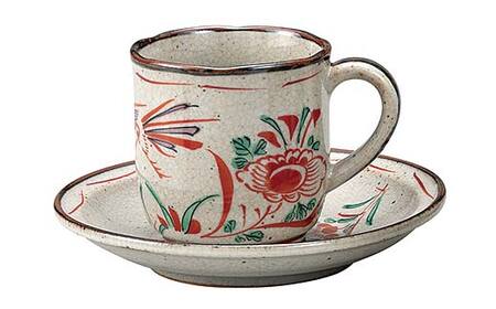 九谷焼 ペアコーヒーカップ 2脚1組 ソーサー付き 食器 コップ 日本製 お祝い ギフト プレゼント F6P-2875