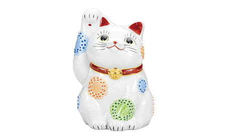 九谷焼　7号招き猫　白盛　a05 10,080円