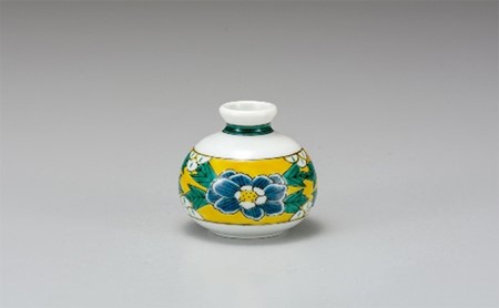 九谷焼　1.8号小つぼ花生・吉田屋牡丹 a05 インテリア 工芸品 装飾品