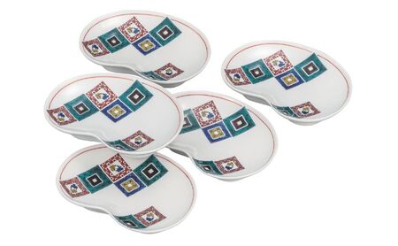 九谷焼 5.8号皿揃・石畳(5枚組)