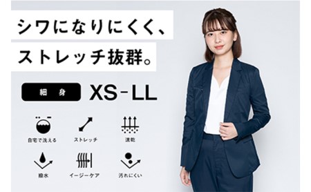 【ふるなび限定】レディース テーラードライトジャケット「ワークウェアスーツ」スーツに見える作業着 　 丸洗い可 ストレッチ 速乾 部屋干し可 撥水 シワになりにくい　ネイビー FN-Limited-SP ファッション 女性  M