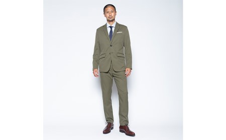 【ふるなび限定】メンズ フルレングスストレートパンツ「ワークウェアスーツ」スーツに見える作業着 丸洗い可 ストレッチ 速乾 部屋干し可 撥水 シワになりにくい オリーブ FN-Limited-SP ファッション 服 男性 LL