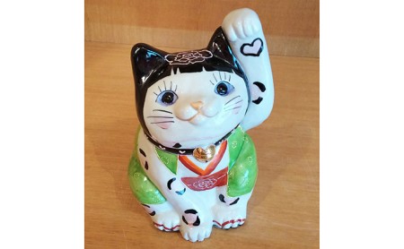九谷LOVE招き猫「ゆっきー姫　7号」左手あげ 民芸品 工芸品