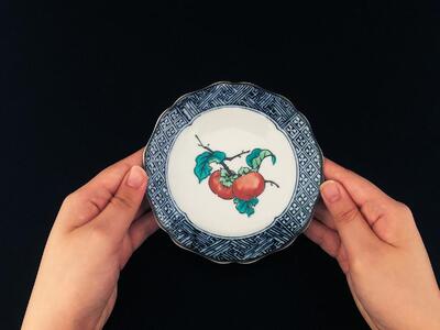九谷焼　4.2号皿揃　果実絵変り（5枚セット）a01 工芸品 