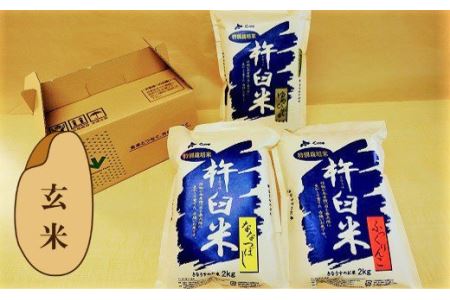 特別栽培「きなうす米」セット（玄米）2kg×3品種
