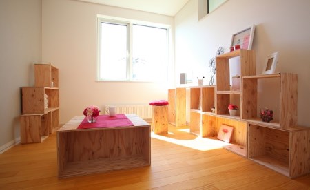 北海道育ちの木材を使った宮大工特製 「キューブBOX M」2個セット