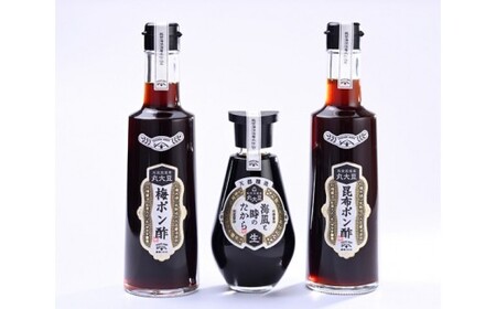 醤油 ポン酢 海風と時のたから 200ml 昆布ポン酢 300ml 梅ポン酢 300ml 3種セット 計800ml 詰め合わせ [近岡屋醤油 ヤマチ醤油 石川県 宝達志水町 38601211]