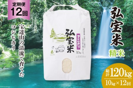 お米 定期便 12回 コシヒカリ「弘宝米」 精米 10kg 総計120kg / 中西農場 / 石川県 宝達志水町