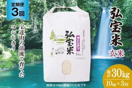 お米 定期便 3回 コシヒカリ「弘宝米」 玄米 10kg 総計30kg / 中西農場 / 石川県 宝達志水町