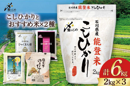 米 コシヒカリ2kg & おすすめ 2kg ×2種類 計6kg 令和4年 精米 白米 食べ比べ セット / 中橋商事 / 石川県 宝達志水町