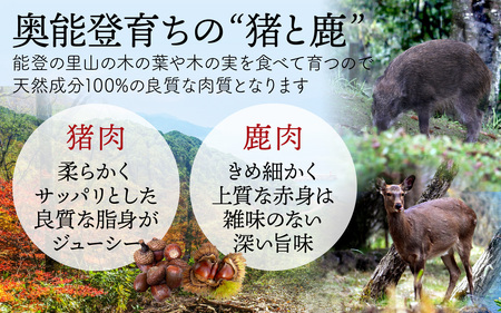 能登 穴水産 天然 猪 & 鹿肉ミンチ 各500g 計1kg | ジビエ 1キロ