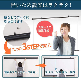 掛け軸プロジェクタースクリーン 110インチ【スクリーン 固定設置 ホームシアター 日本製 10年保証 簡単 軽い】[I-012004]