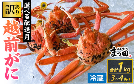 【先行予約】【訳あり】まっ田の越前がに 約1kg 3～4杯詰め合わせセット【11月～3月配送】[H-007019] / 越前がに