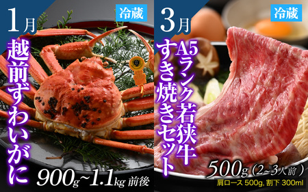 「ふくいプレミアム　福井の美食定期便　竹コース」定期便　計6回[O-085047] / 定期便