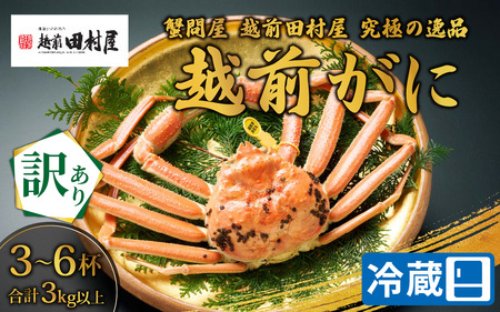 【先行予約】【蟹問屋 越前田村屋 訳あり】越前がに合計3kg以上（3-6杯）　5～7人前［O-029024］
