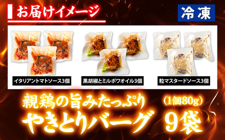 親鶏の旨みたっぷり　やきとりバーグ【 鶏肉 親鶏 ひね鶏 塩 醤油 ガリペパ ご当地 グルメ B級 名物 焼き鳥 炭火焼 冷凍】 [A-153001]