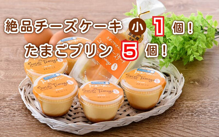 [037-a003_A] スイーツ たまごやさんの チーズケーキ（小）と たまごプリン 5個セット【自家製自然卵 濃厚チーズケーキ デザート NYチーズケーキ】
