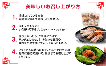 [058-a020] 韓国料理 サムギョプサル 約720g（2～3人前）キムチ、ごま油、味噌付き おうちグルメ