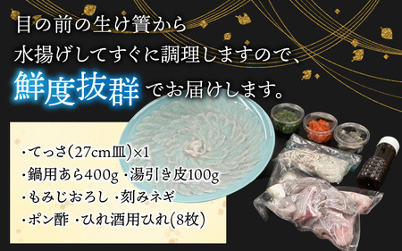 【冷蔵でお届け】 若狭ふぐ てっさ と 鍋 の B セット 小浜市 / ひろた  [BFBQ007] 【配送不可地域：北海道・沖縄・離島】 