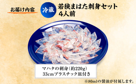 【着日指定可能】【冷蔵でお届け】若狭まはた刺身セット4人前   小浜市 / 若狭ふぐの宿 下亟 【配送不可地域：北海道・沖縄・離島】  [BFAF015] 
