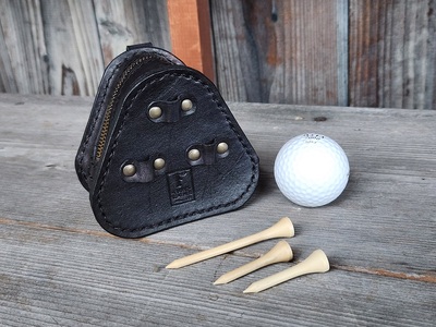 ゴルフボールケース　3個入り（ブラック） 本革 牛革 ゴルフ ゴルフボール ゴルフ用品 ゴルフボールケース ケース おしゃれ オリジナル レザー職人 手縫い フウネレザーファクトリー [BFAJ097]