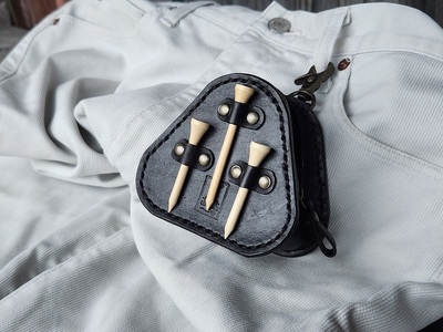 ゴルフボールケース　3個入り（ブラック） 本革 牛革 ゴルフ ゴルフボール ゴルフ用品 ゴルフボールケース ケース おしゃれ オリジナル レザー職人 手縫い フウネレザーファクトリー [BFAJ097]