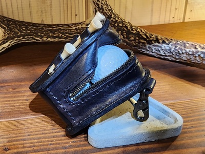 ゴルフボールケース　3個入り（ブラック） 本革 牛革 ゴルフ ゴルフボール ゴルフ用品 ゴルフボールケース ケース おしゃれ オリジナル レザー職人 手縫い フウネレザーファクトリー [BFAJ097]
