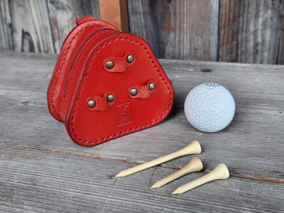ゴルフボールケース　3個入り（レッド） 本革 牛革 ゴルフ ゴルフボール ゴルフ用品 ゴルフボールケース ケース おしゃれ オリジナル レザー職人 手縫い フウネレザーファクトリー [BFAJ100]