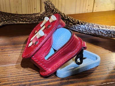 ゴルフボールケース　3個入り（レッド） 本革 牛革 ゴルフ ゴルフボール ゴルフ用品 ゴルフボールケース ケース おしゃれ オリジナル レザー職人 手縫い フウネレザーファクトリー [BFAJ100]