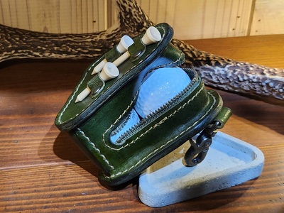 ゴルフボールケース　3個入り（フォレストグリーン） 本革 牛革 ゴルフ ゴルフボール ゴルフ用品 ゴルフボールケース ケース おしゃれ オリジナル レザー職人 手縫い フウネレザーファクトリー [BFAJ101]