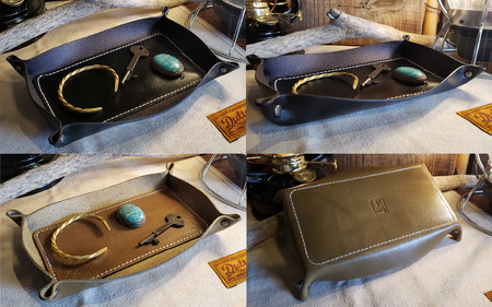 レザートレイ (ブラック) 本革 牛革 本革 牛革 小物入れ 手縫い 雑貨 おしゃれ オリジナル レザー職人 フウネレザーファクトリー [BFAJ110]