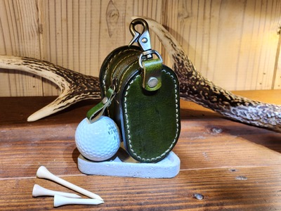 ゴルフボールケース　2個入り（フォレストグリーン） 本革 牛革 ゴルフ ゴルフボール ゴルフ用品 ゴルフボールケース ケース おしゃれ オリジナル レザー職人 手縫い フウネレザーファクトリー [BFAJ106]