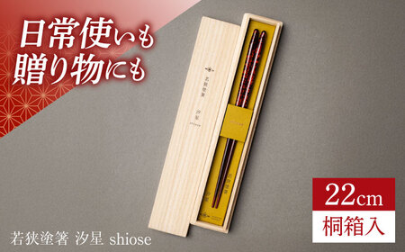 若狭塗箸 汐星 shiose 22cm (G-90627) 食洗器対応 / 箸 塗り箸 福井県 小浜市 / マツ勘[BFBB022]