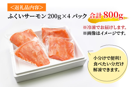 国産 ふくいサーモン 200g × 4パック 合計800g 刺身 サケ 鮭[B-001009]