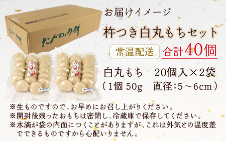 【先行予約】【年内配送】「杵つき白丸もちセット40個」(50g × 40個） 大野産たんちょうもち米使用 【12月24日までの入金確認分は年内お届け】